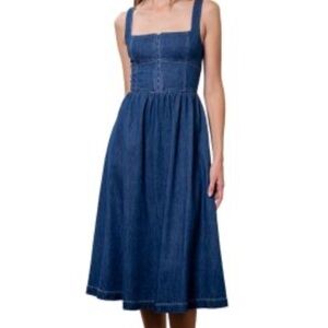 Moon River Indigo Denim Midi Dress